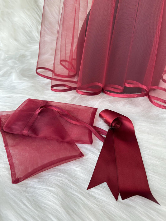 Handmade red henna veil and belt and gloves. All there are henna set