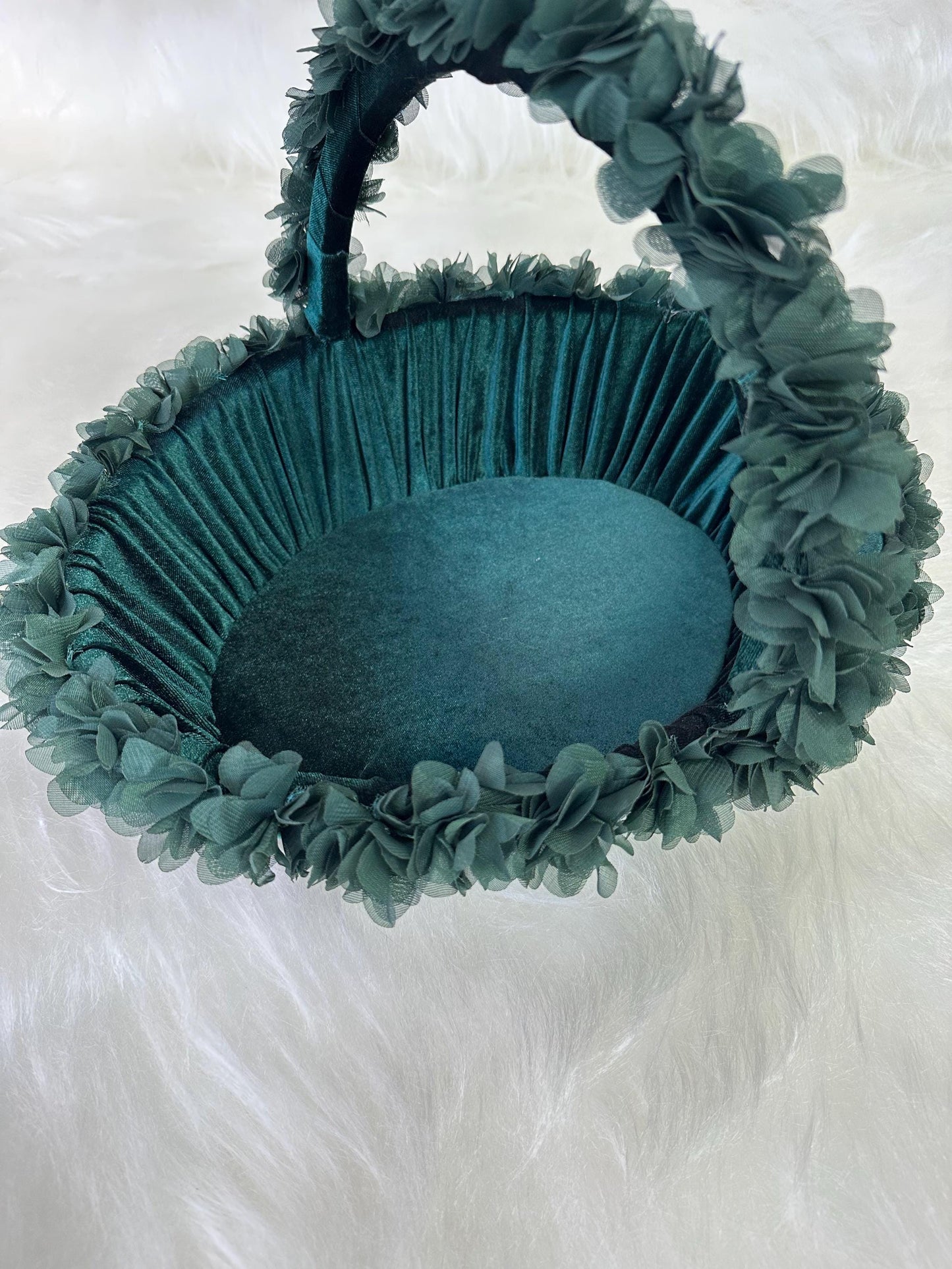 Henna Basket & Tray with Gold Dome, Floral Accents Emerald Velvet kinagecesi tepsi sepet