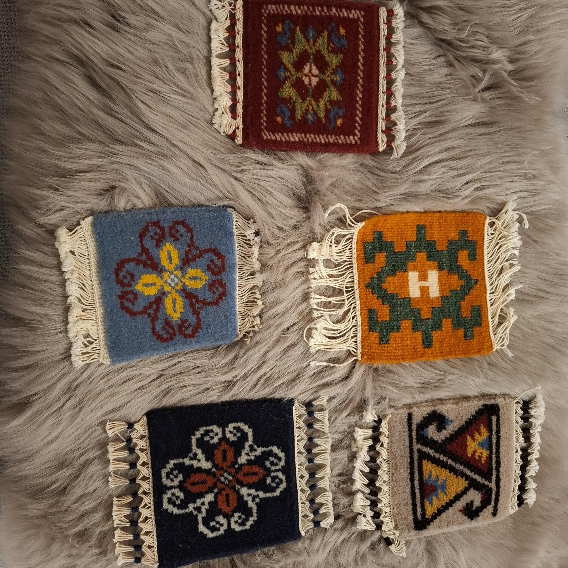 Handmade Real Carpet Mini Rug Coasters for Glasses and cups