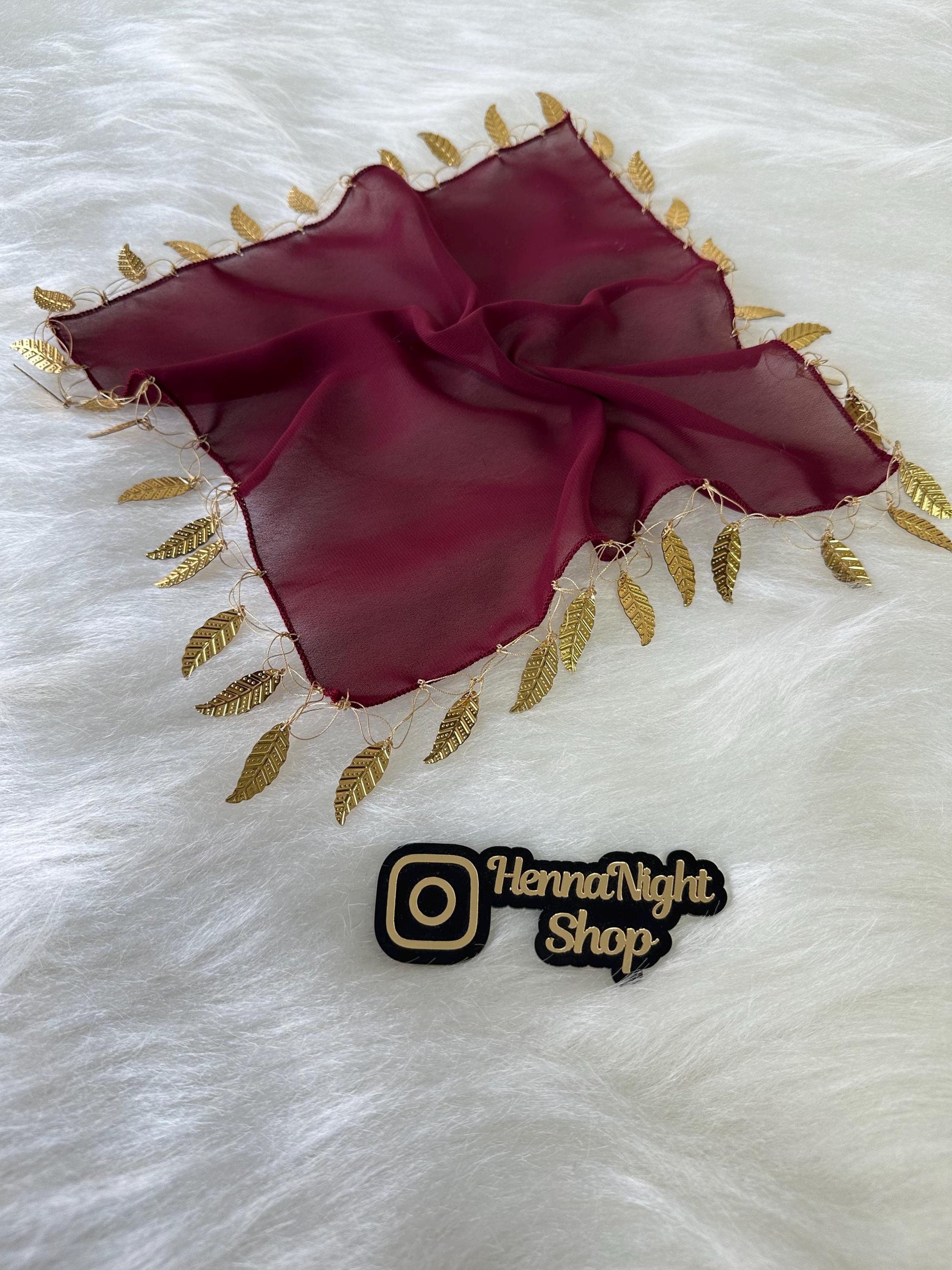 burgundy henna handkerchief with loaves details