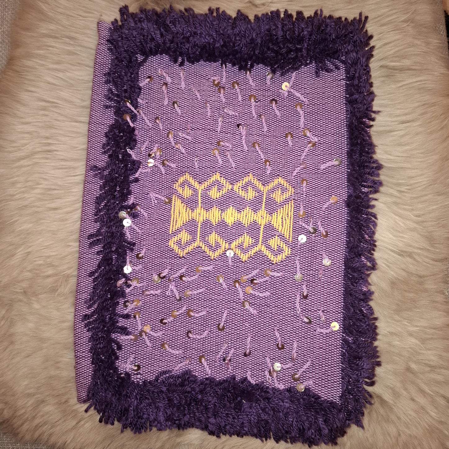 Handwoven Decorative Pillow Case with Fringe and Sequin Details – Boho-Chic Accent Cushion Cover