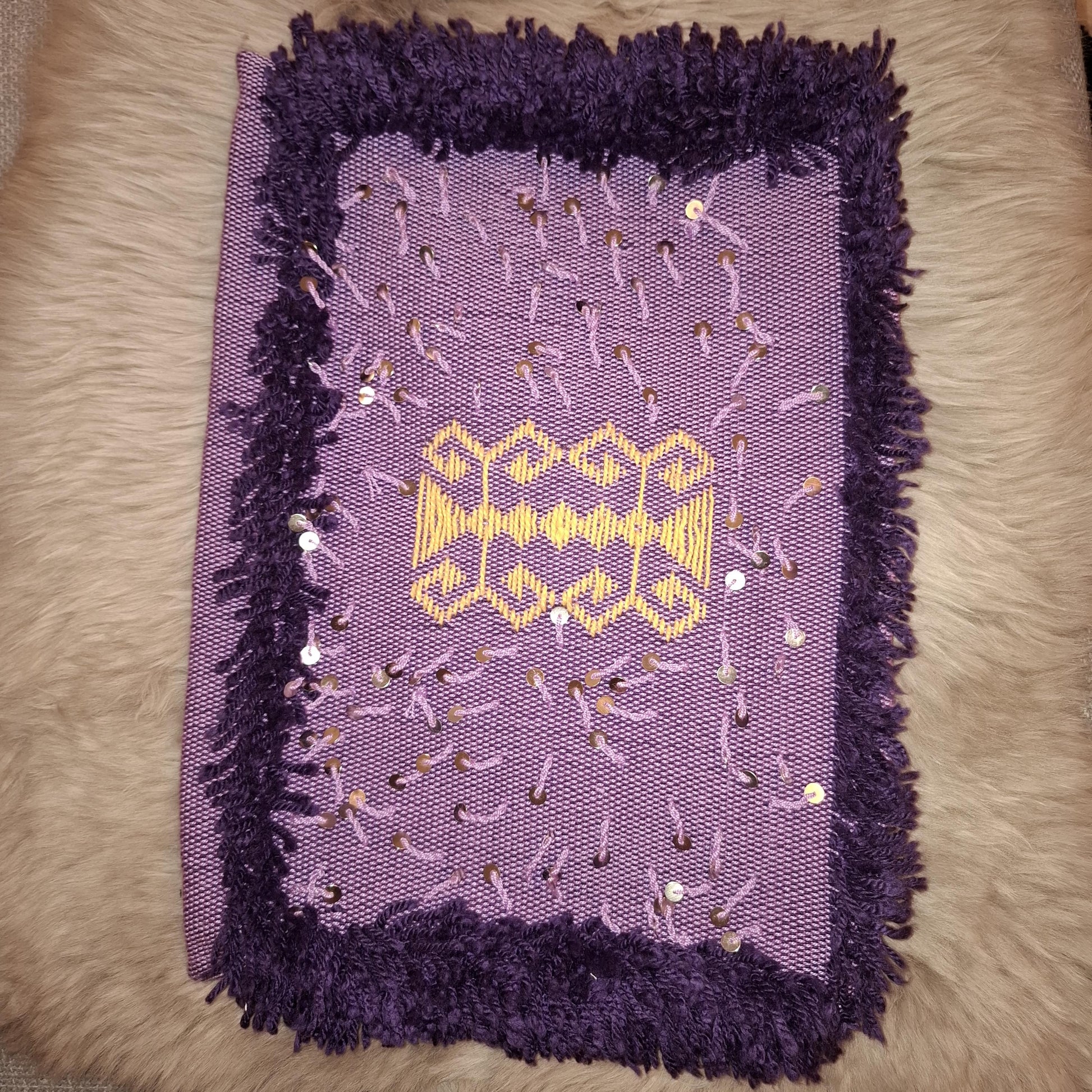 Handwoven Decorative Pillow Case with Fringe and Sequin Details – Boho-Chic Accent Cushion Cover