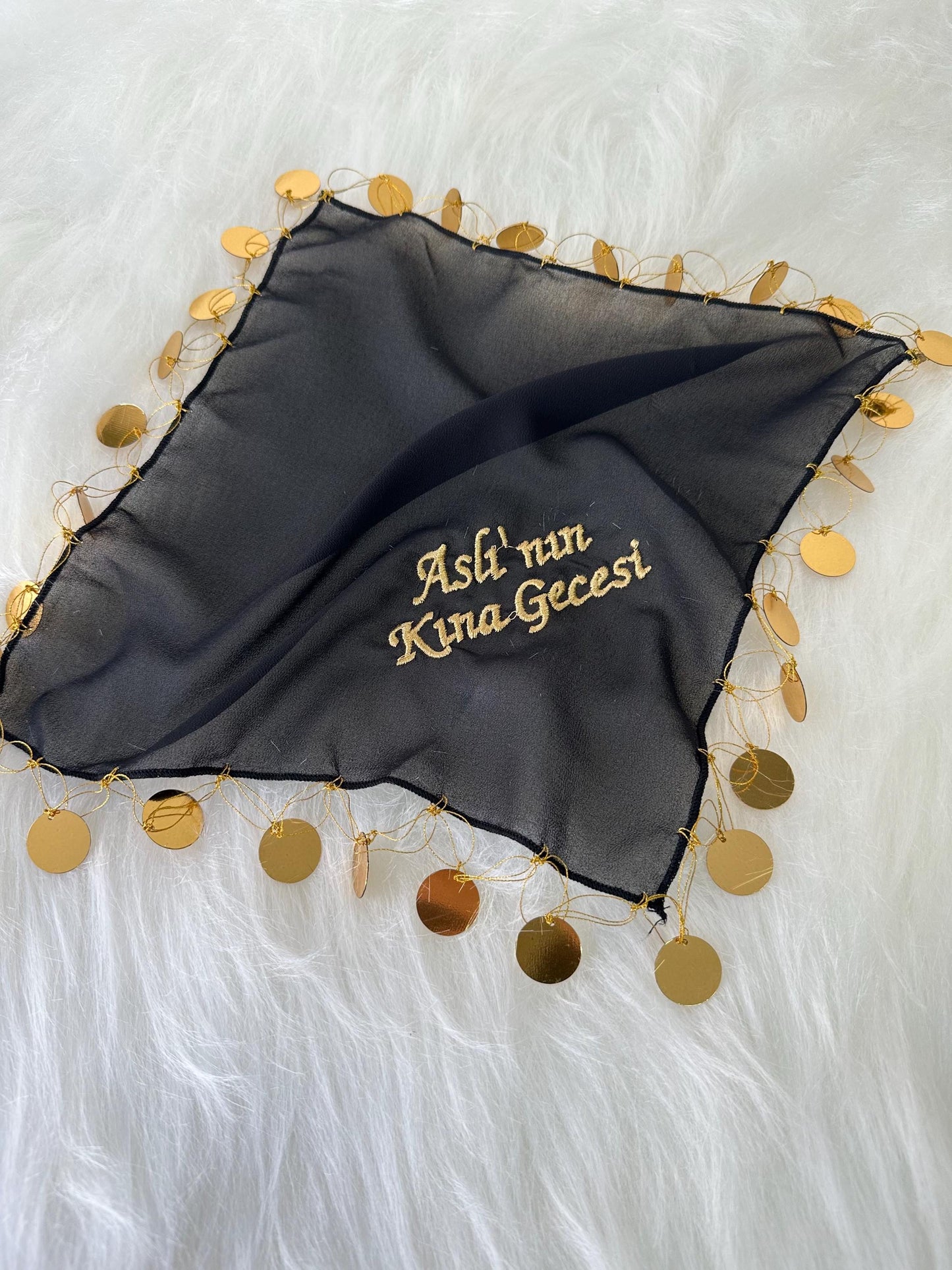 black henna handkerchief with loaves details