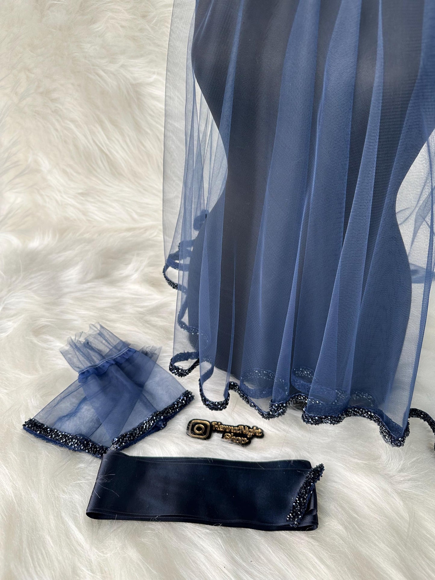 Beaded Henna Veil with Satin Sash: Emerald & Burgundy Kına Gecesi