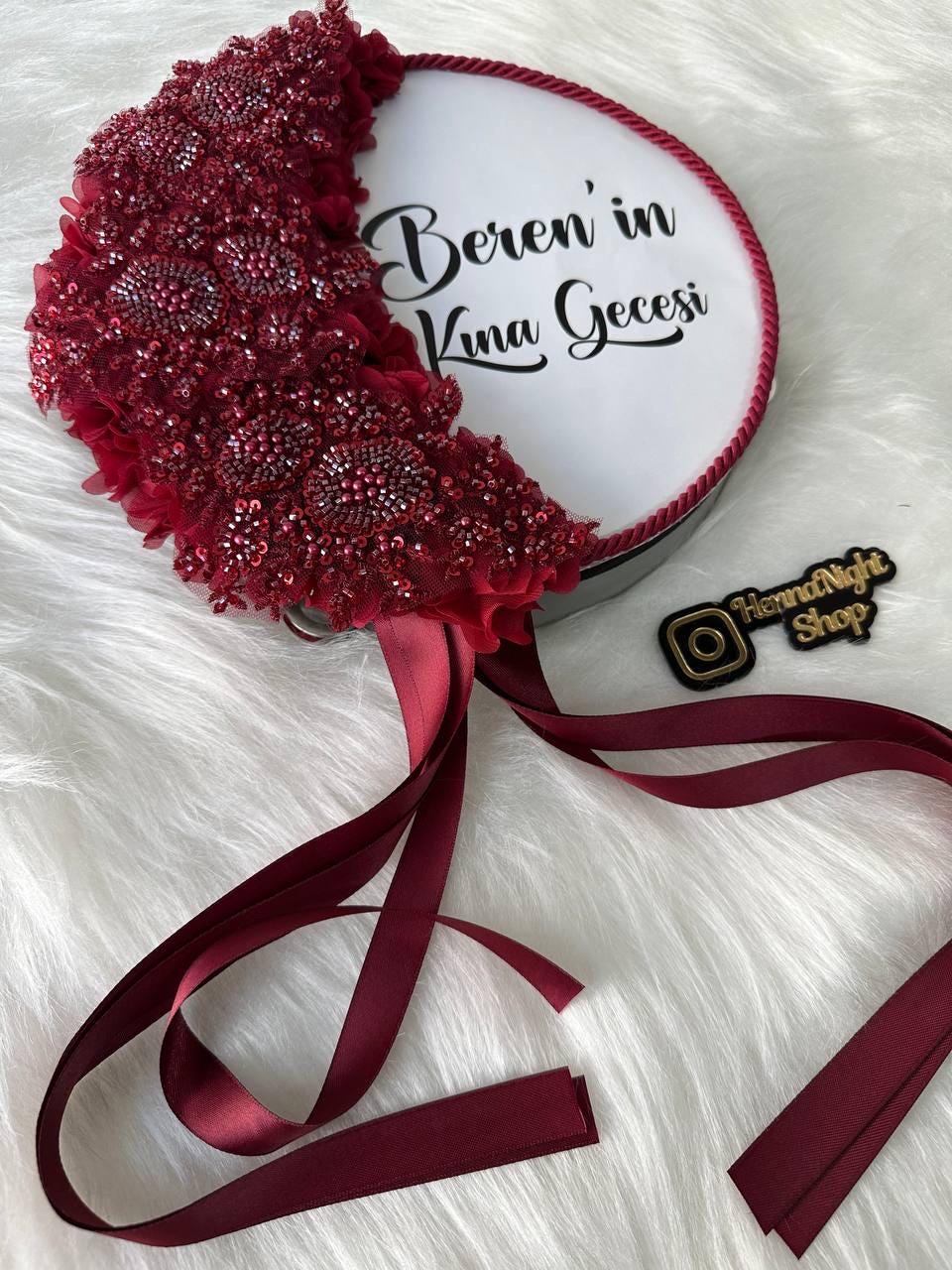 henna beaded tambourine with personalized text