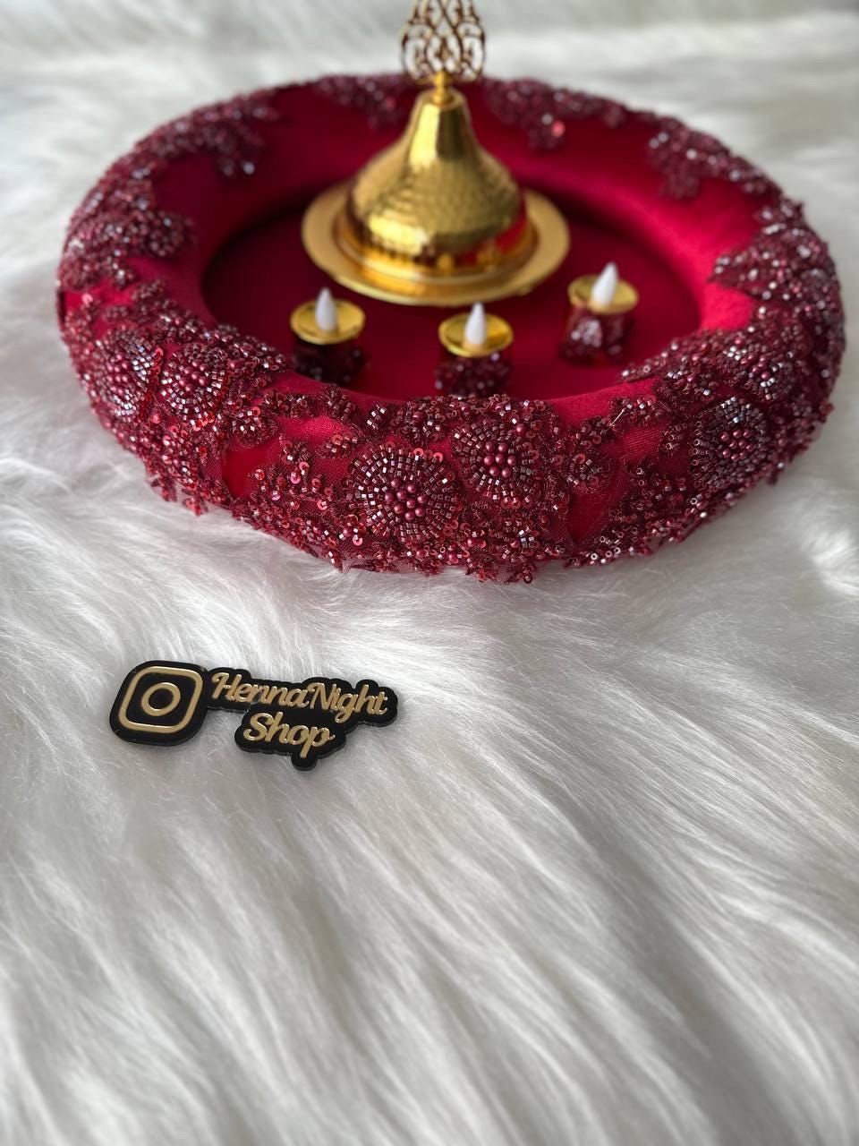 henna beaded tray with personalized text