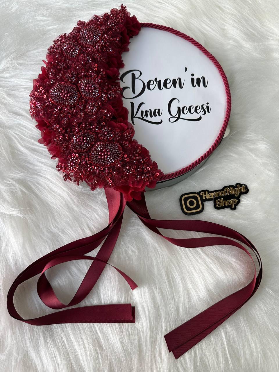 henna beaded tambourine with personalized text