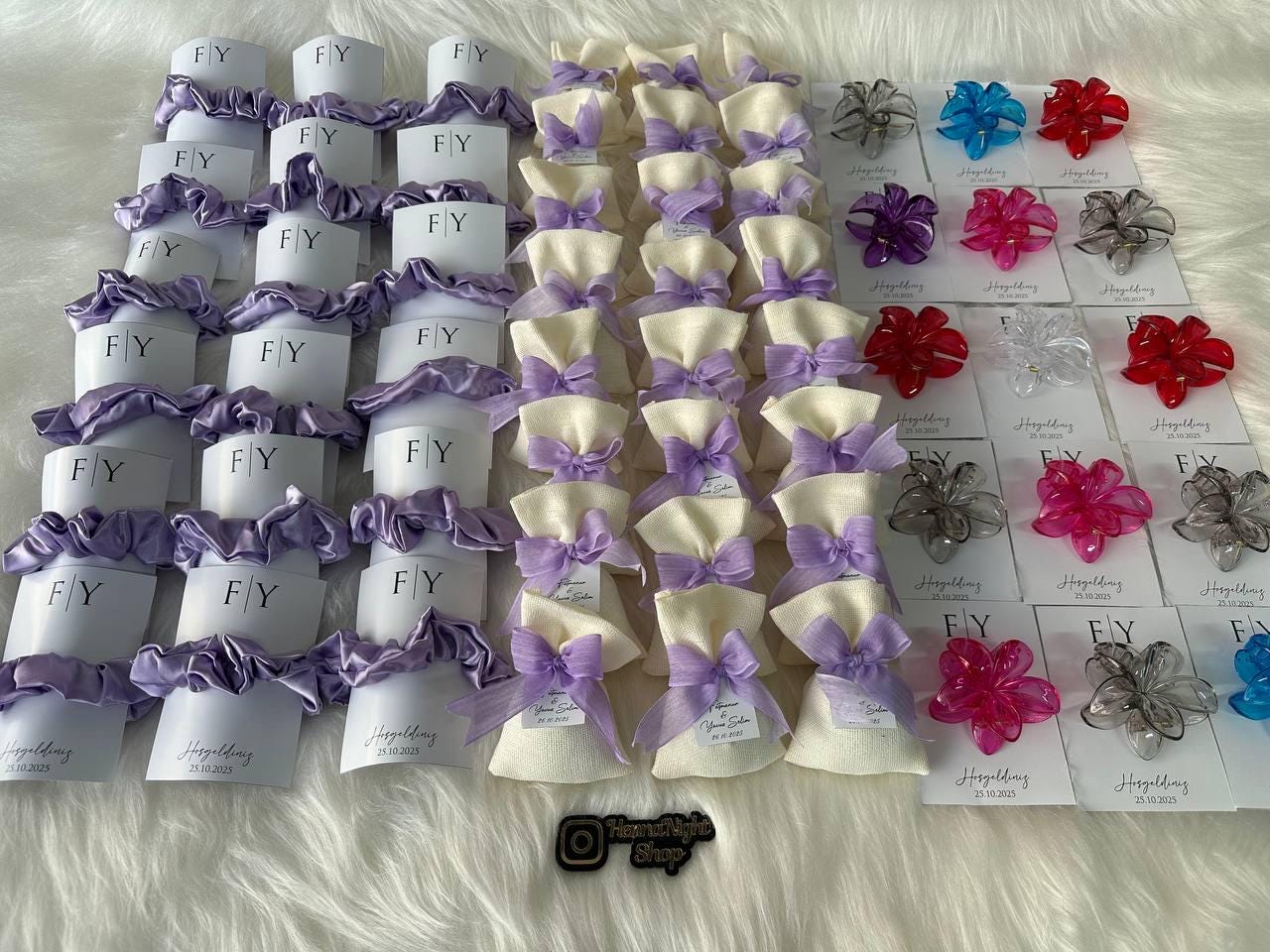 Personalized Flower Hair Clip Favor, Custom Name Tag, Party Gift