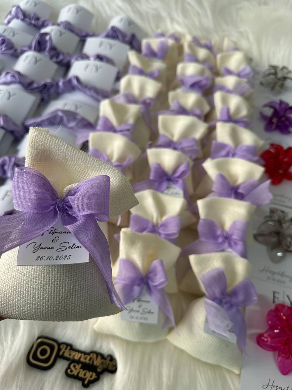 Personalized Flower Hair Clip Favor, Custom Name Tag, Party Gift