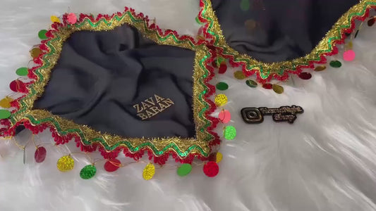 Handcrafted Kurdish Groom Set "Zava" Veil & Halay Handkerchief Set Tambourine
