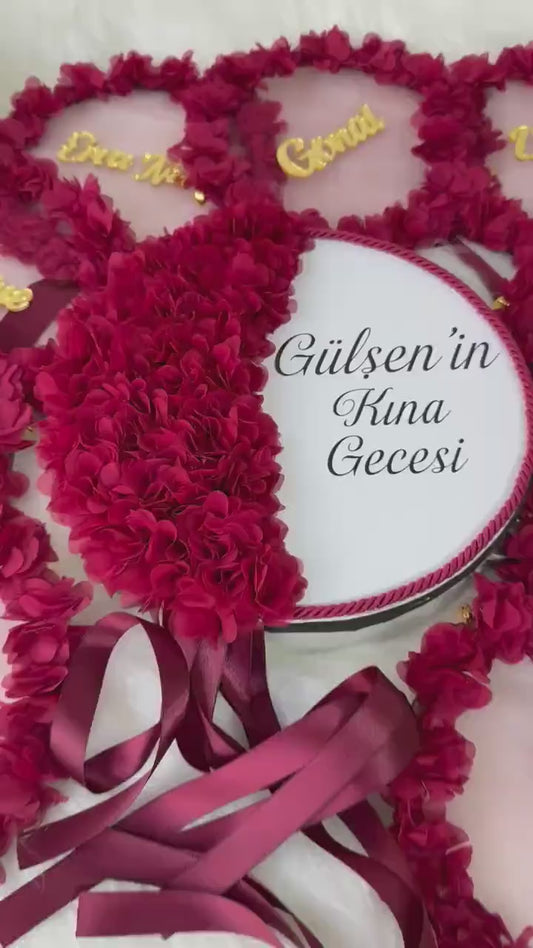 Personalized Henna Tambourine, İsimli Kına Defi, Personalisiertes Geschenk